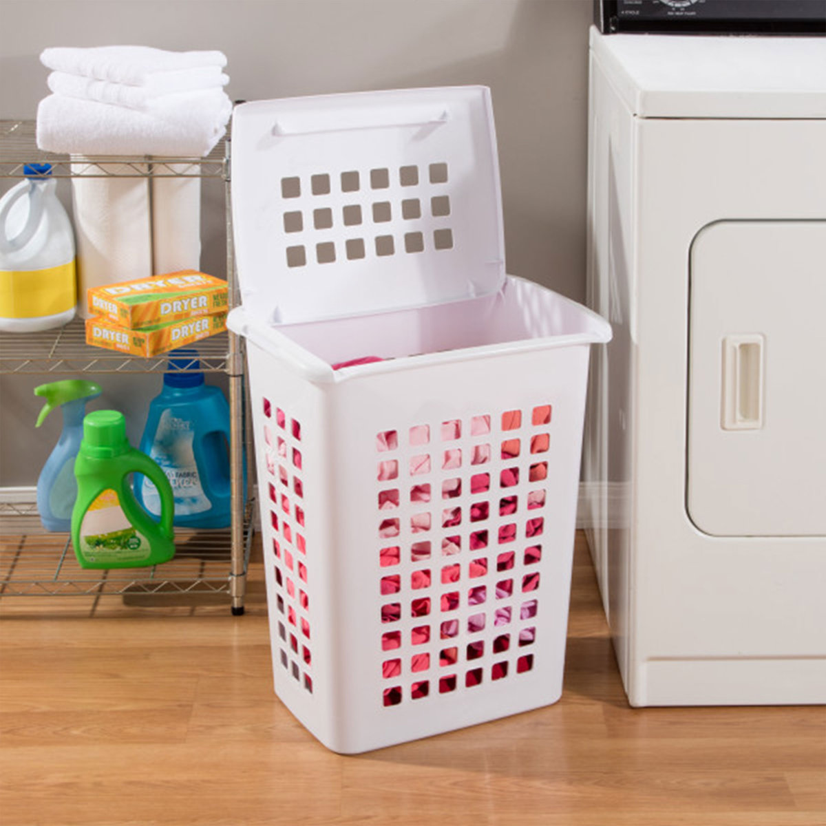 Sterilite Rectangular LiftTop Plastic Laundry Hamper Basket Bin w/ Lid